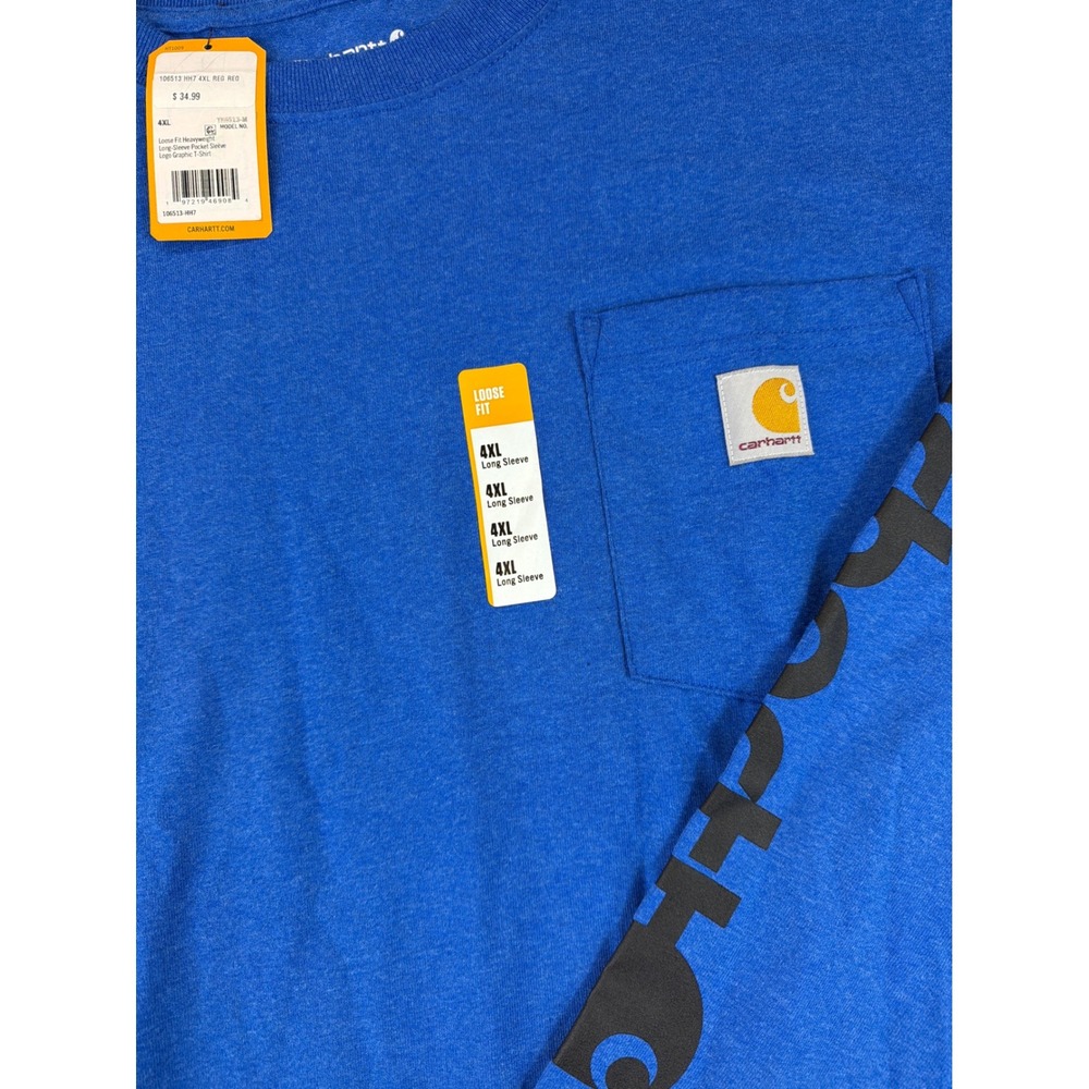 Carhartt Long Sleeve Shirt Mens 4XL NWT Blue Loose Fit Heavyweight Pocket